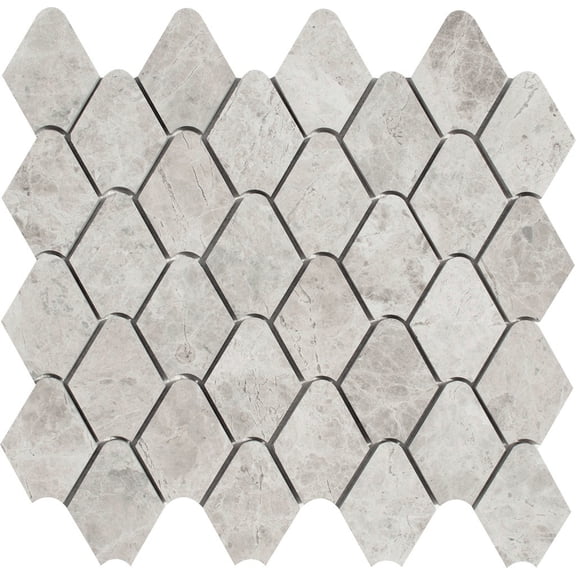 Rain Drop Silver Shadow Honed Marble Waterjet Mosaic Tile