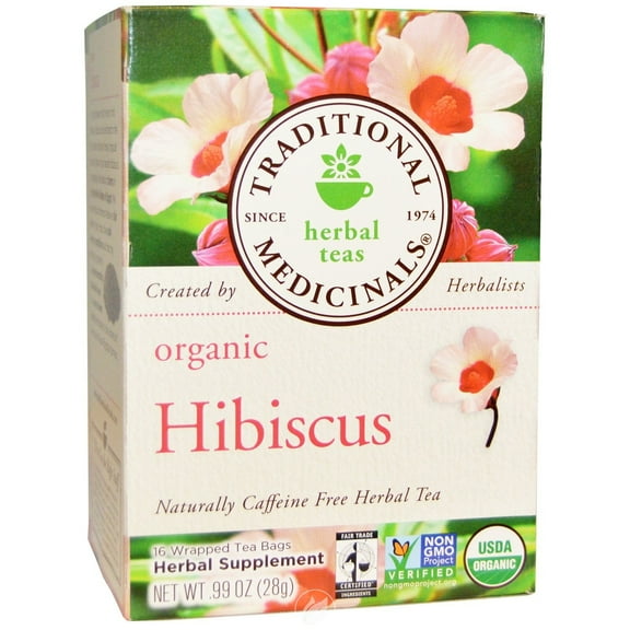 Organic Hibiscus Tea 16 BAGS by Traditional Medicinals Teas, Pack of 2