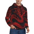thumbnail image 2 of Wukai Red Dragon On Black Print Men Hoodies Fleece Sweatshirts Long Sleeve Sweaters Pullover Fall Outfits Winter Clothes-XX-Large, 2 of 7