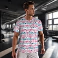 thumbnail image 3 of Wukai Striped Flamingo Print Men's Short-Sleeved Mesh T-Shirt,Quick-Dry Short Sleeve Workout T-Shirt-Small, 3 of 8