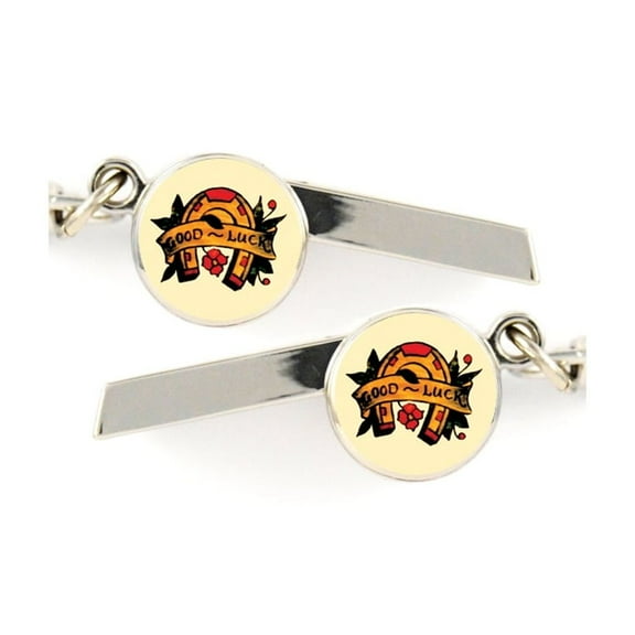 Good Luck Horseshoe Tattoo Safety Whistle Keychain
