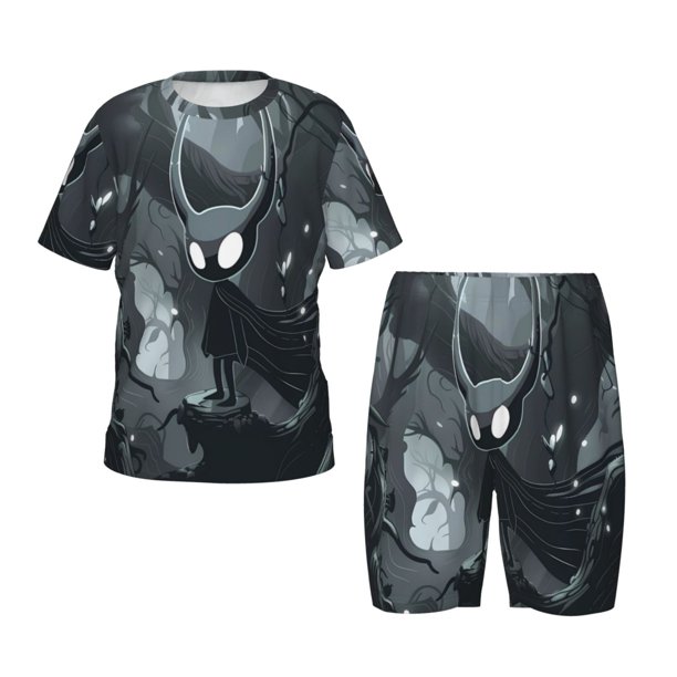 Fotbe Forest Black Ghost Warrior Pijama Estampada de 2 Piezas para Niños – Ropa de Dormir de Manga Corta Cómoda para Niños y Niñas, Camiseta y Shorts de Algodón-XX-Large