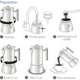 thumbnail image 5 of Diego Stovetop Espresso Maker with 2pcs Stainless Steel Cups, Silver Moka Pot for Gas Induction Electric, 5 of 8