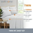 thumbnail image 3 of Swift Home Bonus Pillowcases Eco Friendly Bamboo Blend Sheet Set, 4 PC, Twin, White, 3 of 6