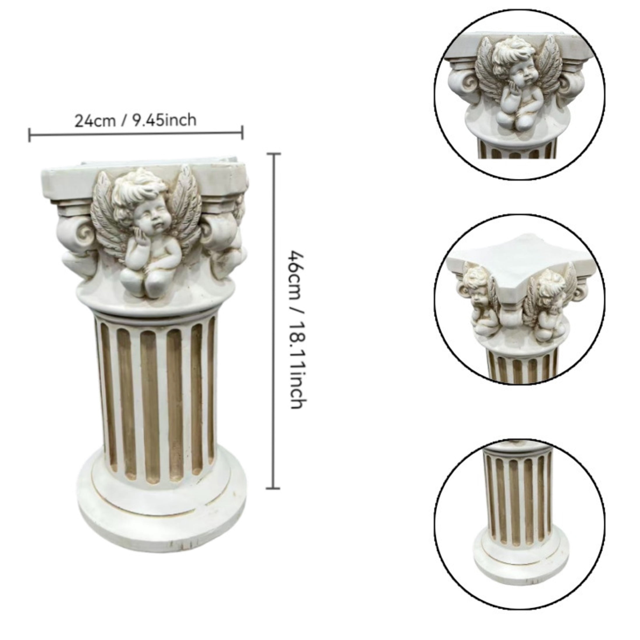 GDF Studio 18" Ancient Vintage Angel Carved Roman Column Pedestal, Garden Display Stand for Statues & Ornaments