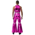 thumbnail image 2 of Choomomo Men's 70s Disco Rave Outfits Bodysuit Shiny Metallic Zentai Hippies Jumpsuits for Party Hot Pink XXL, 2 of 3
