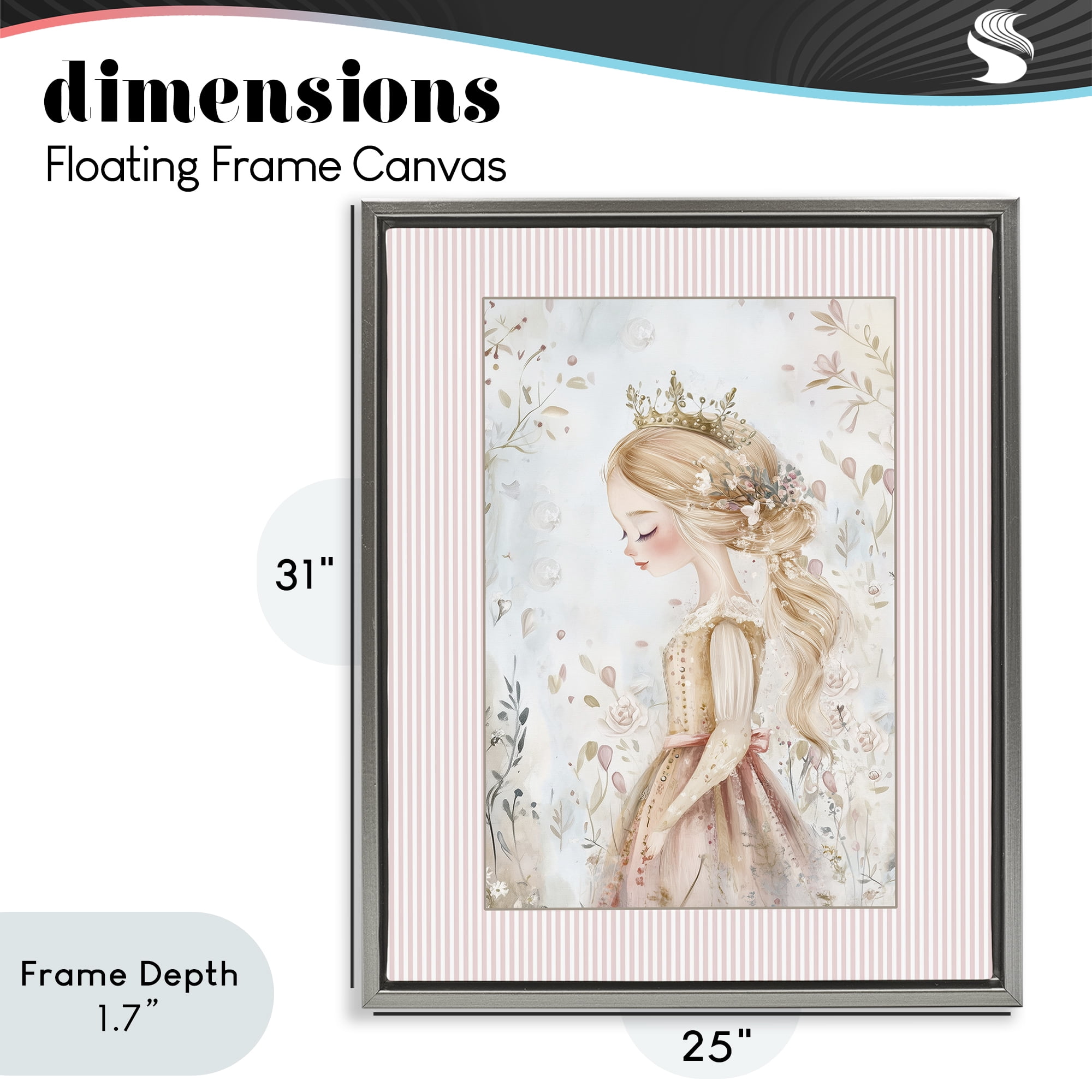 Stupell Industries Enchanted Dreams Princess Gray Framed Floater Canvas Wall Art, design by Christine Simpson Art