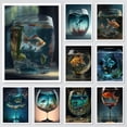 thumbnail image 2 of Póster de arte de fantasía con diseño de acuario dentro de una taza, impresión en lienzo, decoración de pared con peces de acuario, decoración estética para el hogar y la barra, 2 of 5