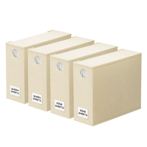 Organizador de sábanas SpaceAid, paquete de 4, plegable, beige, XL