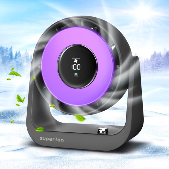 Arenviy Small Desk Fan, Portable Tabletop Fan with Smart Digital Display, 100 Speeds Rechargeable Personal Fan for Bedroom Office Home