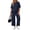 03 Navy Blue, variant on Two Piece Sets for Women Summer Outfits Lounge Sets Short Sleeve Tops Cropped Pants Comfy Pjs Sets(1X-5X)
