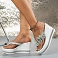 thumbnail image 5 of Rokment Women's Sparkly Rhinestone Butterfly Platform Wedge Flip Flops Bridal Bling Chunky High Heels Slip on Thong Sandals Beach Summer Dress Shoes White Size 7.5, 5 of 7