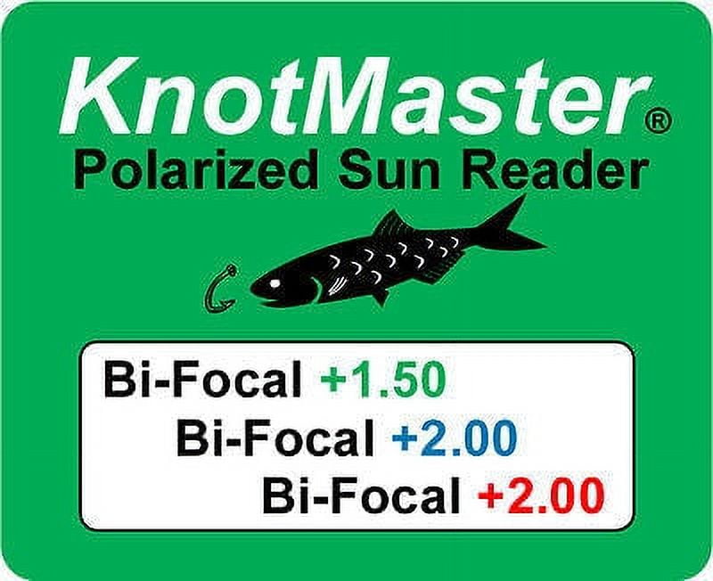 KnotMaster Snake II Black Polarized Bifocal Fishing Sunglasses Readers Unisex Sports +2.00 Gray Bifocal Lenses