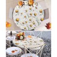 thumbnail image 3 of Round Tablecloth Farmhouse Floral Elastic Edge Fitted Relax Unwind Sign Daisy Wood Plastic Table Cover,Waterproof Oil Proof for Dinner,Outdoor, Picnic, 45"- 54" DIA Tables Ivory White, 3 of 8