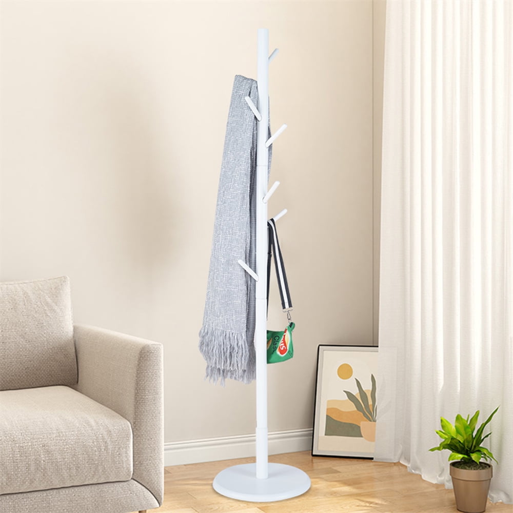 Hassch 68.1" Freestanding Coat Racks with 8 Hooks, 45°Slanted