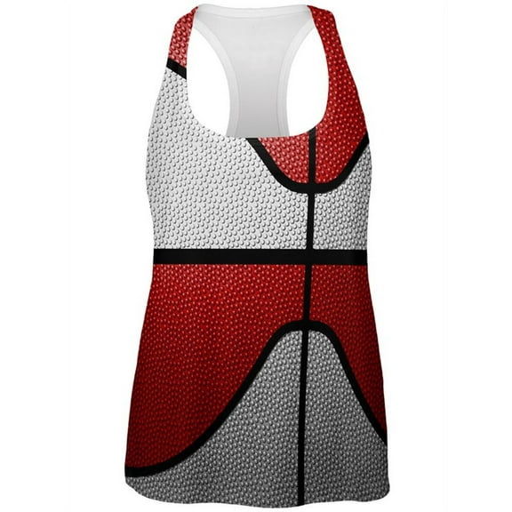 Championship Basketball White & Red All Over Womens Work Out Tank Top