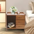 thumbnail image 3 of Miumaeov Nightstand with 3 Drawers Open Shelf Bamboo Bedside Table Storage Sofa Side Stand Cabinet for Bedroom Living Room Dormitory Brown, 3 of 20