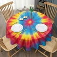 thumbnail image 3 of Colorful Rainbow Tie Dye Spiral Pattern Round Tablecloth 60"x60",Wrinkle Wipeable Table Cloth for Kitchen Dining Room Picnic Patio Party, 3 of 6