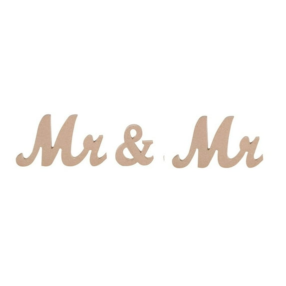 FairOnly Wedding Sign Vintage Style Mr & Mr Wooden Letters Rustic Wood Signs for Wedding Table Photo Props Party Table Top Dinner, Wood Color