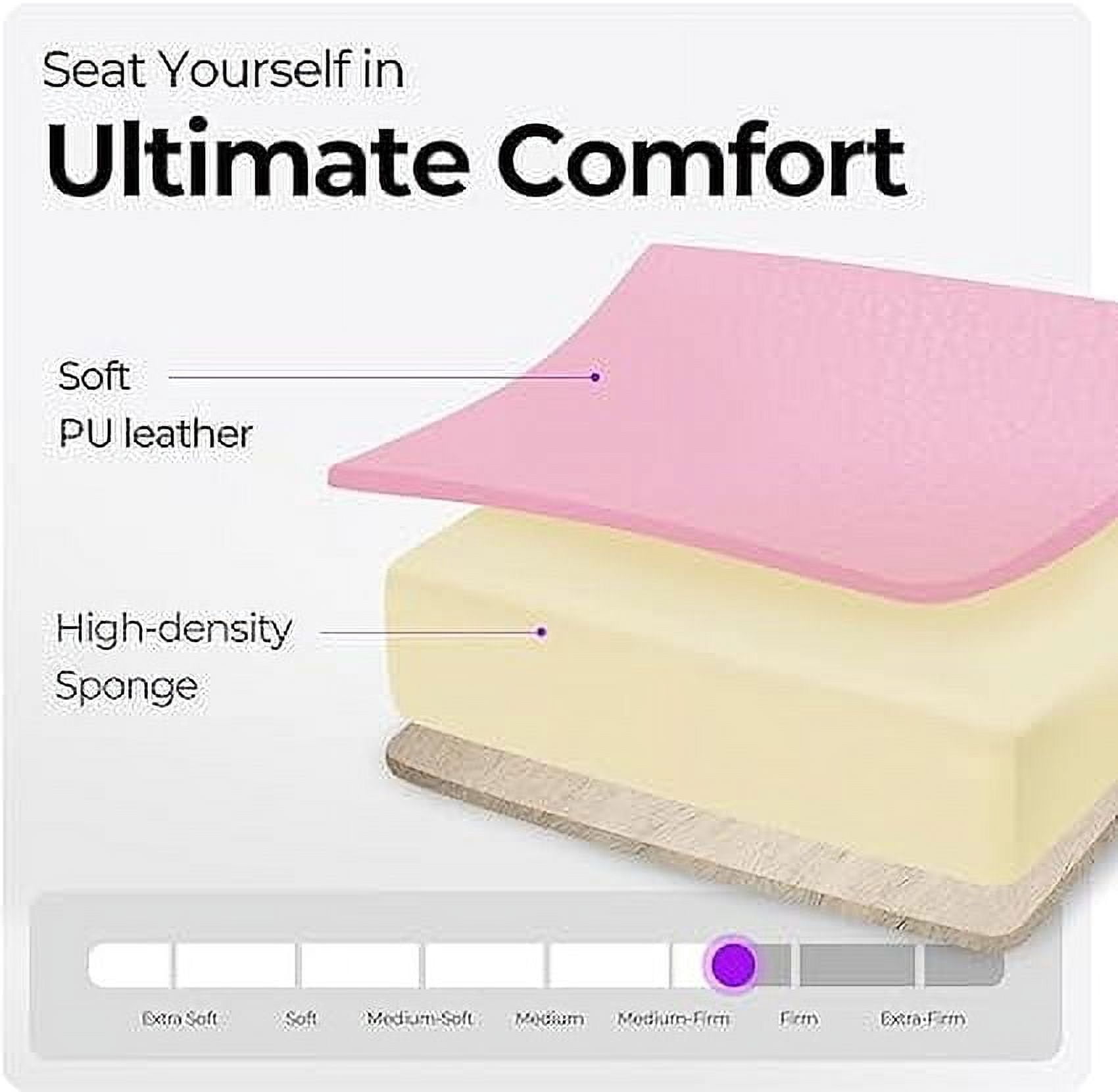 NEO CHAIR Video Gaming Chair with Footrest High Back Ergonomic Comfortable Office Computer Desk with Lumbar Support Height Adjustable with PU Leather Recliner for Adults Women Men (Pink)