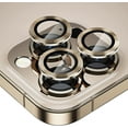 thumbnail image 1 of 3 Pack IPhone 13 Pro Max (6.7 Inch)/ IPhone 13 Pro (6.1 Inch) Camera Lens Protector,Anti Scrach HD Tempered Glass Metal Camera Screen Protector Shockproof Cover Film,Gold, 1 of 7
