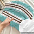 thumbnail image 4 of Cal.King Size Fitted Sheet Set - Teal Brown Striped 3 Piece Bedding Sets 16" Deep Pocket Fitted Sheet with 2 Pillowcases, Modern Farmhouse Vertical Stripes Brushed Microfiber Hotel Luxury Bed Sheets, 4 of 9