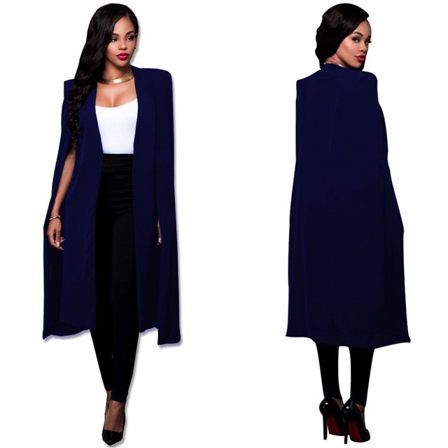 Chaqueta de traje de mujer de talla grande de Europa y América con capa larga y grande de color sólido personalizada de otoño