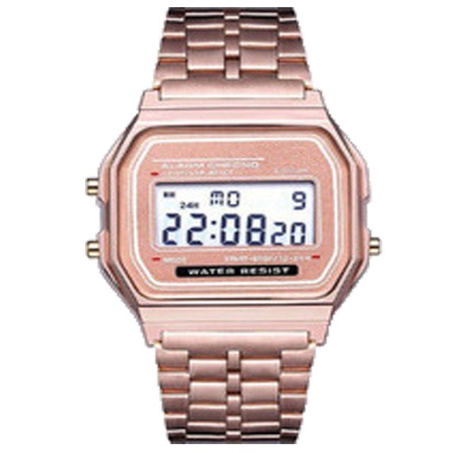 Reloj electrónico LED, reloj con correa de acero, reloj multifunción, reloj de aleación, reloj de plástico