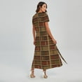 thumbnail image 2 of Vintage Bookshelf Pattern Printed Short Sleeve Maxi Dress, Book Reading Lover Fashion Summer Maxi Dress For Women, 2 of 4