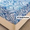 thumbnail image 3 of Twin Size Sheet Set Paisley Printed Bed Sheets for Single Bed Piece Microfiber Fitted Sheet with ” Deep Pocket & Straps Patterned Bedding Sheets & Pillowcase Set, 3 of 9