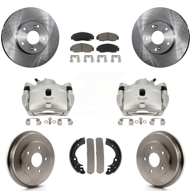 Transit Auto Front Rear Disc Brake Caliper Rotors Drums Ceramic Pads Kit (8Pc) for Car 2007 Honda Accord 2.4L Vehicles Built Canadian Market KC8-100780C
