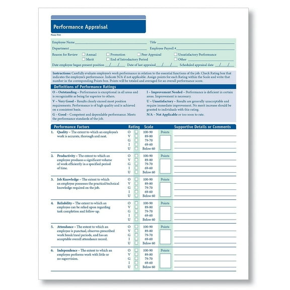 ComplyRight Performance Appraisal 50 Forms/Pack (A2192)