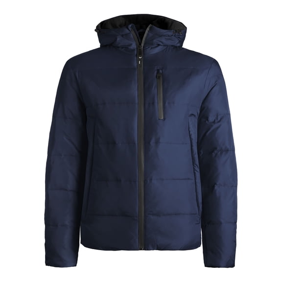 Hat and Beyond Men's Warmth-Retaining Waterproof Down Coat with Hood and Zipper Pocket