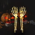 thumbnail image 4 of Paquete de 2 luces de estaca de brazo de esqueleto de Halloween con 48 luces LED de cadena de 5 pies TOMSHOO Lámpara de patio, 4 of 7
