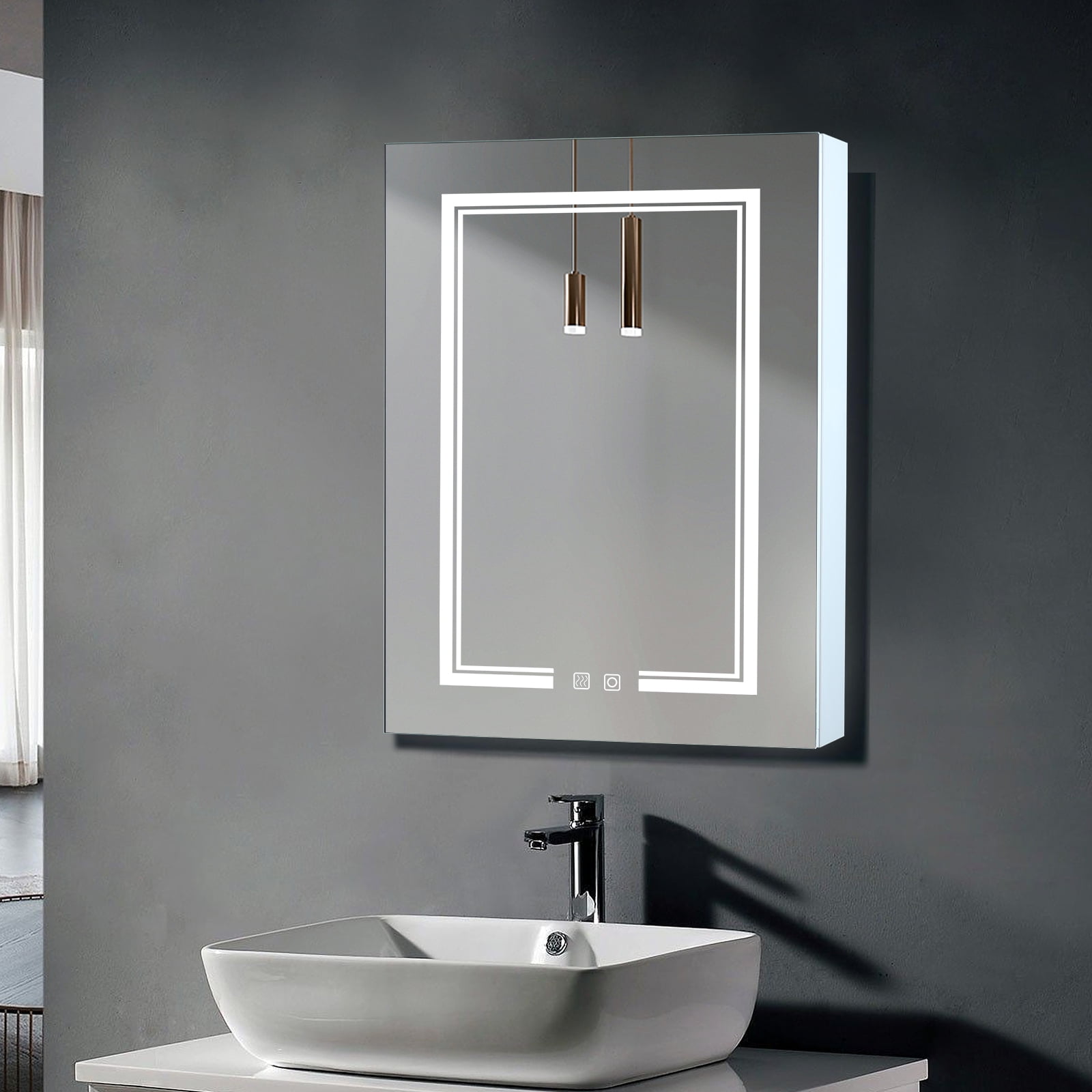 UBesGoo LED Lighted Bathroom Wall with Mirror, 20x28 Inch