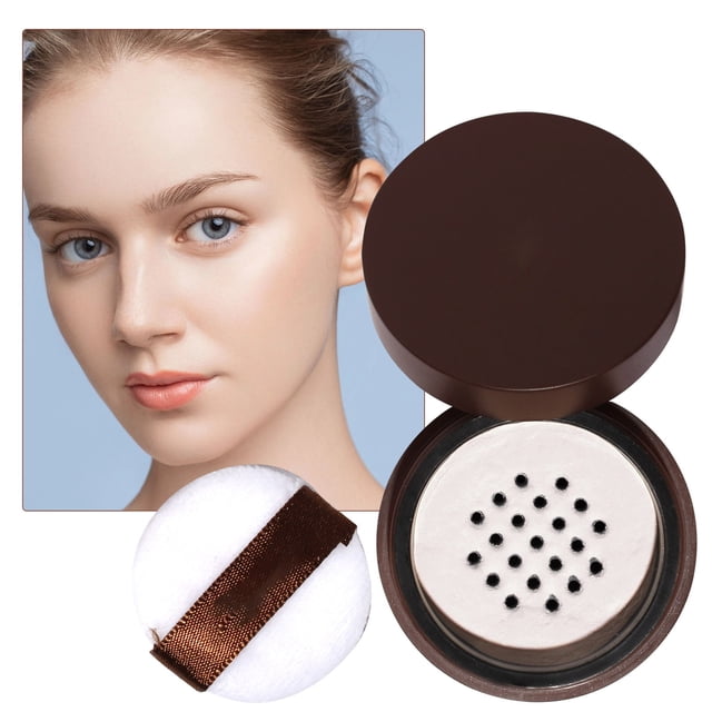 Translucent Setting Powder Finishing Makeup Loose Setting Powder Flash Friendly Translucent Powder Foundation Loose Face Powder Includes Velour Puff, Loose White