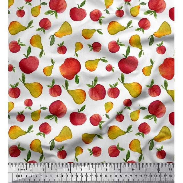 Soimoi White Rayon Fabric Mix Fruit Fabric Prints By Yard 58 Inch Wide