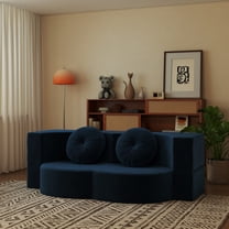 Jopath Queen Size Convertible Futon Sofa Bed,Plush Corduroy Foam-Filled Sleeper Sofa Bed,Folding Mattress Couch Loveseat for Living Room,Guest Bed,No Assembly Required,Blue