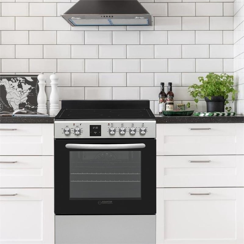 Equator 24" Electric Cooking Range 4 Ceramic Burner CONVECTION OVEN+AIR FRYER SS
