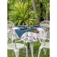 thumbnail image 2 of Outdoor Tablecloth with Umbrella Hole and Zipper, Blue Christmas Round Table Cloth 60 Inch Waterproof Tablecloth, Xmas Tree Deer Poinsettia Bird Winter Snow Picnic Table Cover for Patio Camping, 2 of 7