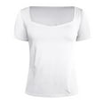 thumbnail image 6 of Women's Square Neck Double-Layer Tank Tops Basic Tight T Shirts, 6 of 7