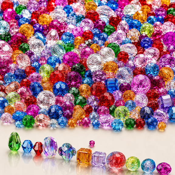 Bambang 636Pcs Faceted Glass Jewelry Making Beads, Bulk Rainbow Crystal Craft Bead Assortments for DIY Jewelry and Craft Projects