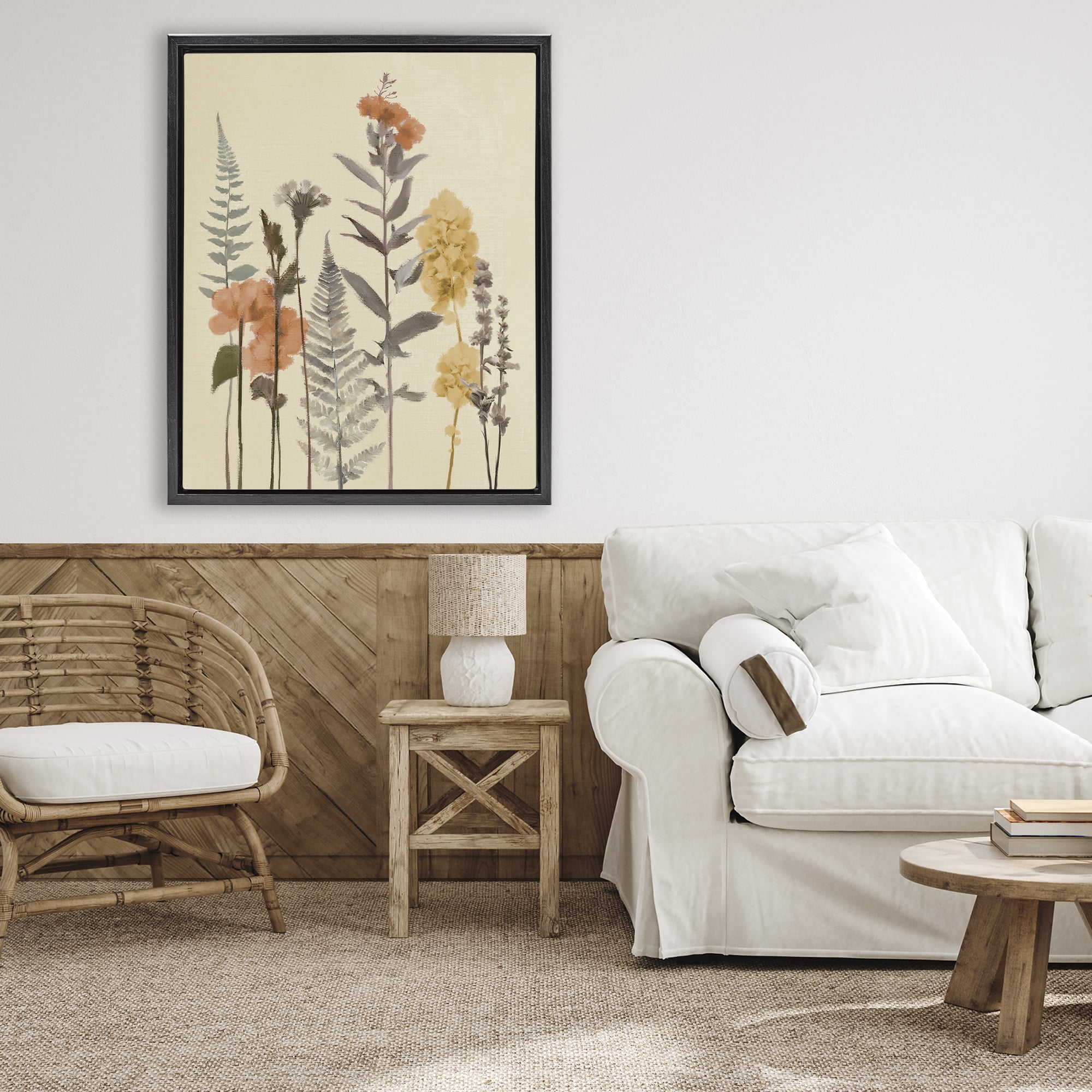 Stupell Industries Fall Botanicals Fresh Ferns Black Framed Floater Canvas Wall Art, design by Elizabeth Medley