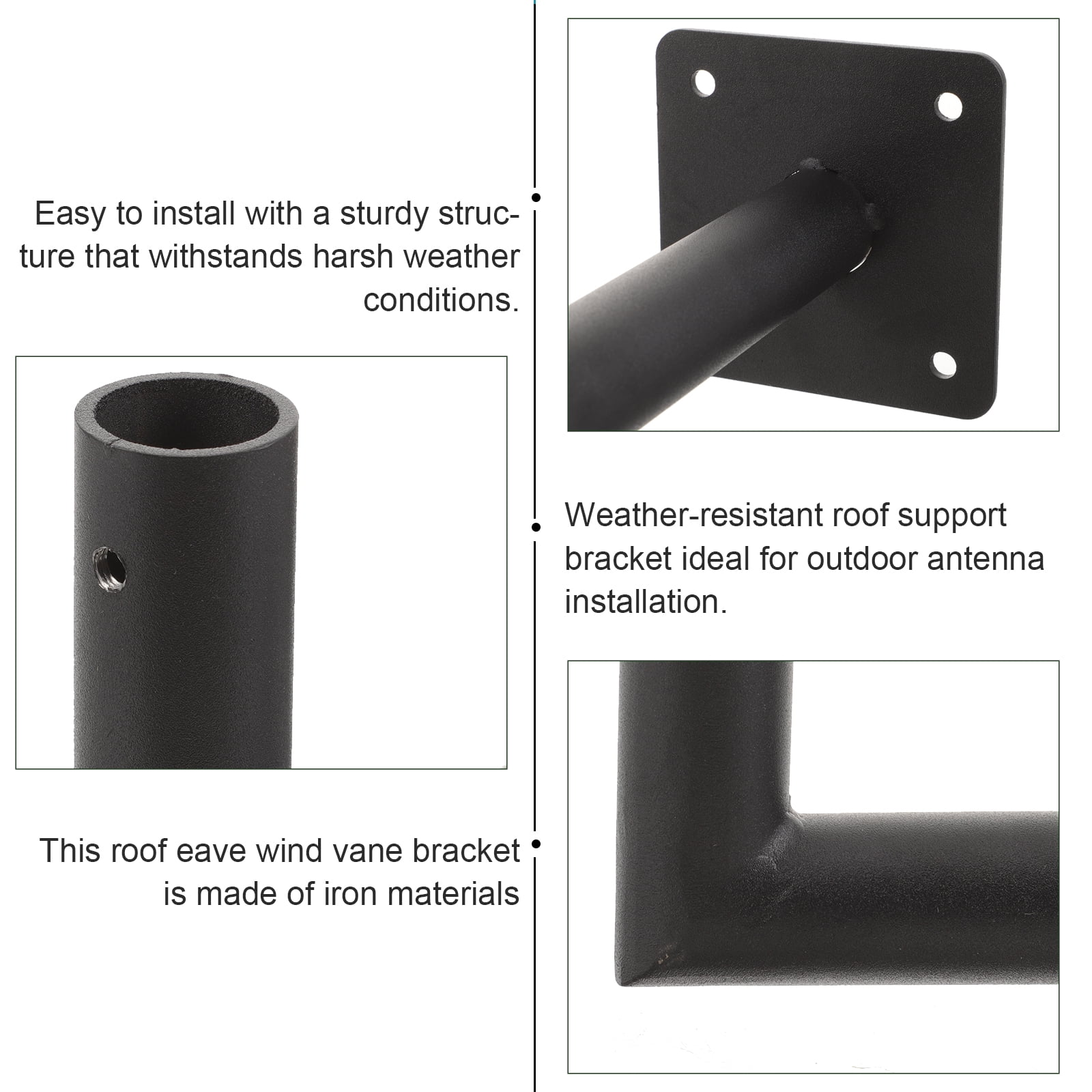 -Resistant Weather Station Mounting Pole with Roof and Wall Bracket for Anemometer and Rain Gauge Installation