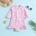 thumbnail image 4 of ATAIKU Toddler Girls Long Sleeve Swimsuit Baby One Piece Ruffle Zipper Rash Guard Bathing Suit UPF 50+ Kid Rabbit Swimwear 1-6 Years, 4 of 10