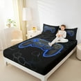 thumbnail image 4 of Homewish Chic Blue Honeycomb Full Size Sheets, Video Game Controller Bed Sheets, Modern Gaming Player Sheet Sets, Breathable Home Decor, 4 Pieces, 4 of 7