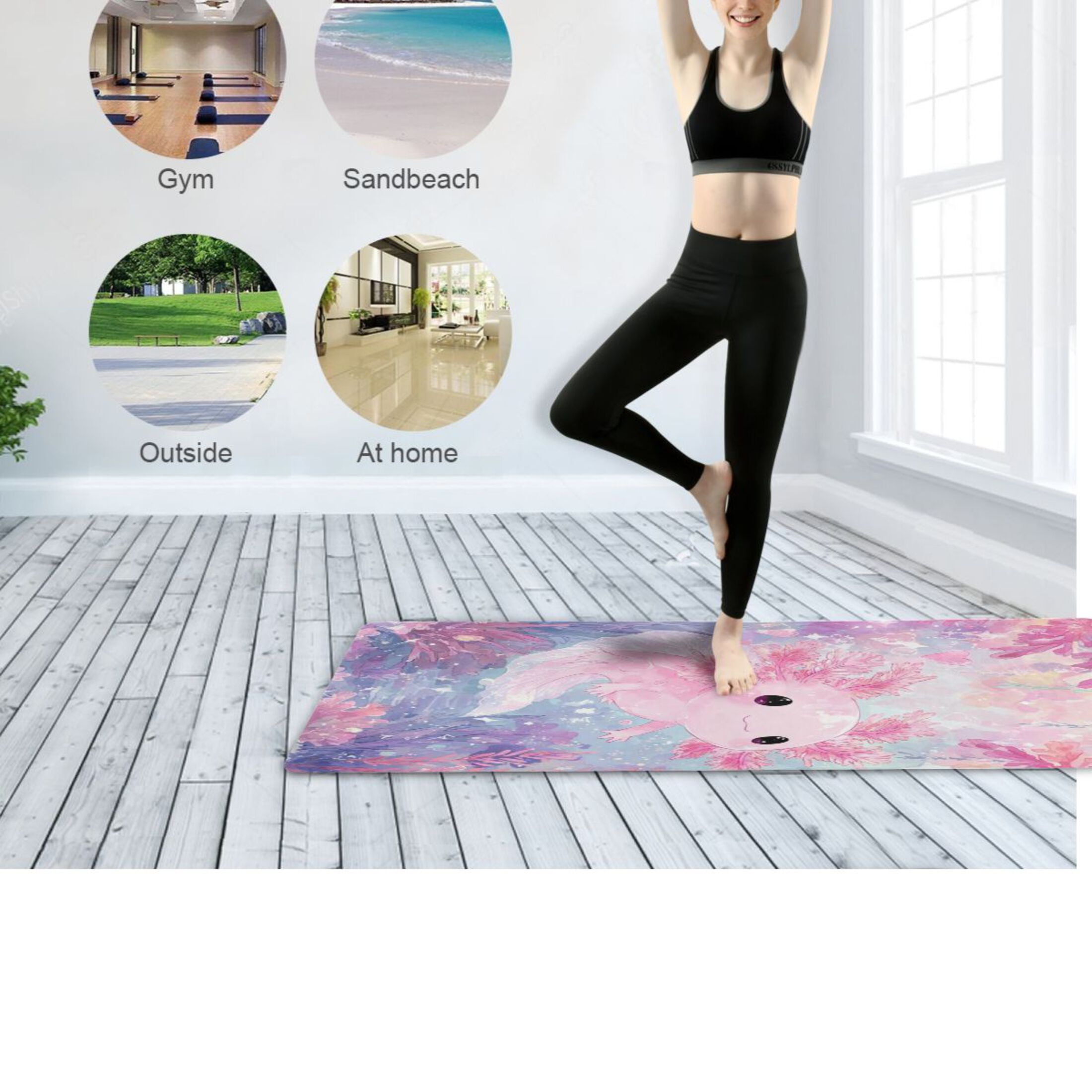 BZSMCE Yoga Mat Women Fitness Mat Pink Fish Waterworld Pattern