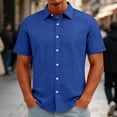 thumbnail image 2 of Men's Button Down Shirt Short Sleeve Loose Dress Shirt Casual Beach Summer Daily Shirt XL, 2 of 6