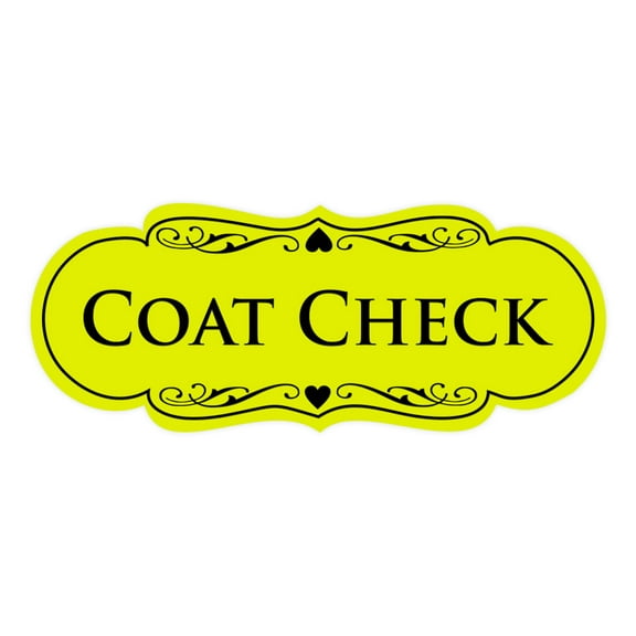 Signs ByLITA Designer Coat Check Sign (Yellow / Black) - Large