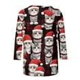 thumbnail image 6 of Women's Christmas Checked Sweatshirts Funny Christmas Elk Print Blouses Thermal Lounge Warm Blouses Relaxed Fit Pullover Sweater Blouse 3/4 Sleeve Christmas Outfits, 6 of 7